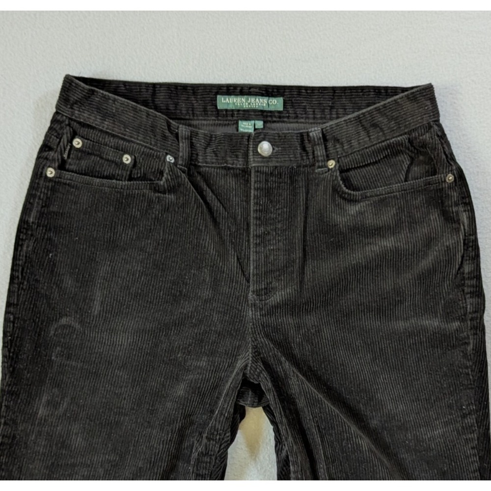 Lauren Jeans Co Corduroy Pants Womens 14P Black Stretch Classic Straight Leg - Picture 2 of 9
